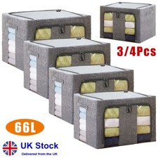 Foldable Clothes Storage Bags Zipped Organizer Wardrobe Closet Boxes Steel Frame