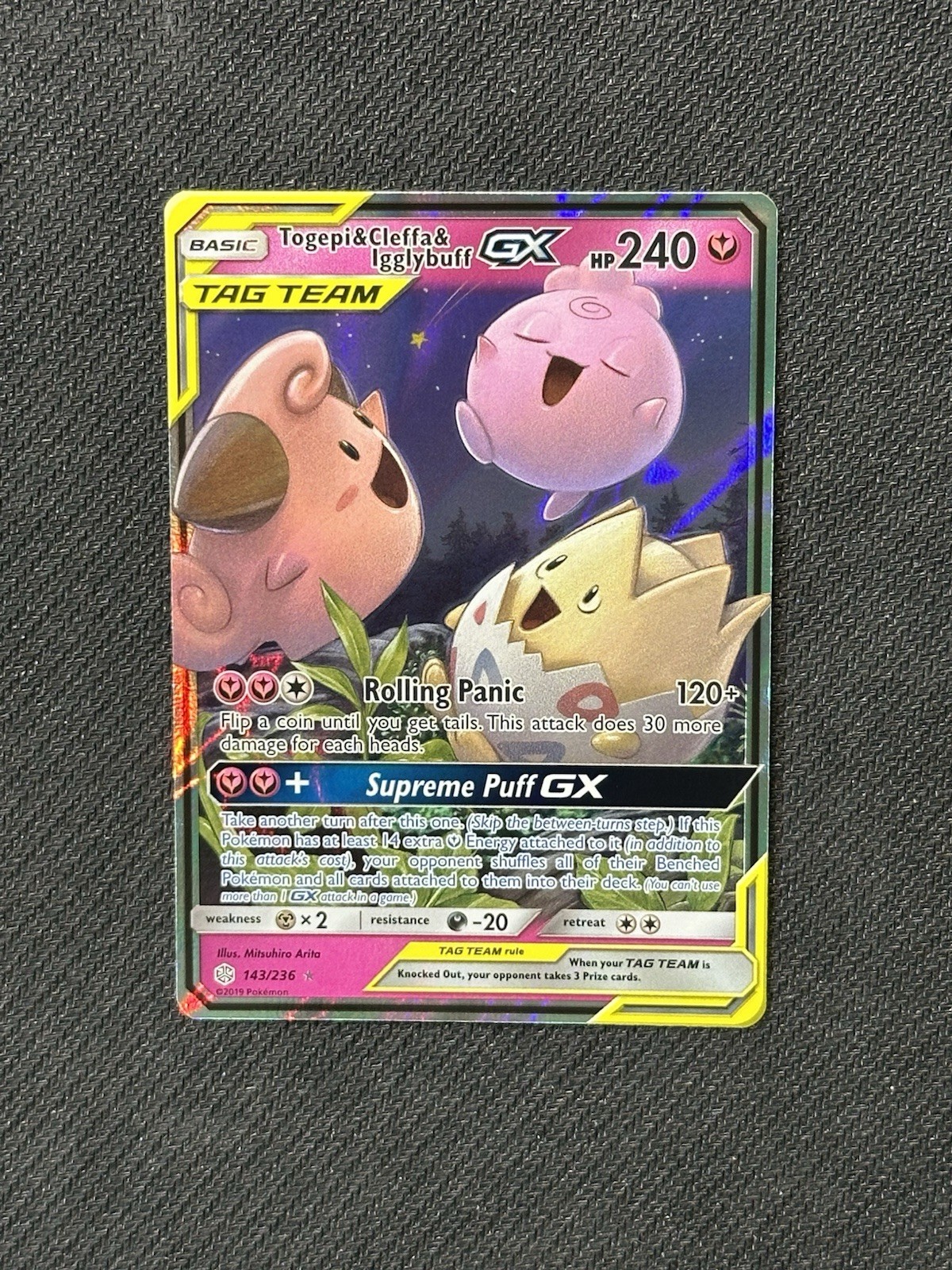 NM Togepi & Cleffa & Igglybuff GX 143/236 Cosmic Eclipse Holo Pokemon Card