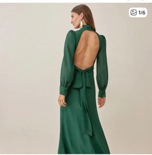 Reformation Midleton Dress Emerald Green Open back- size 4