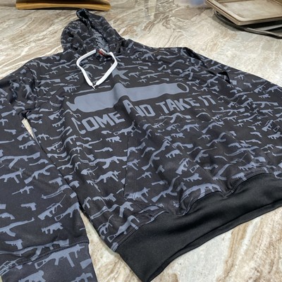 American AF Greater Half Hoodie Men s Pullover God Bless Texas Flag Guns Size XL
