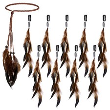 Bencailor 10 Pcs Feather Hair Extensions Clip in Hair Feather for Women Boho ...