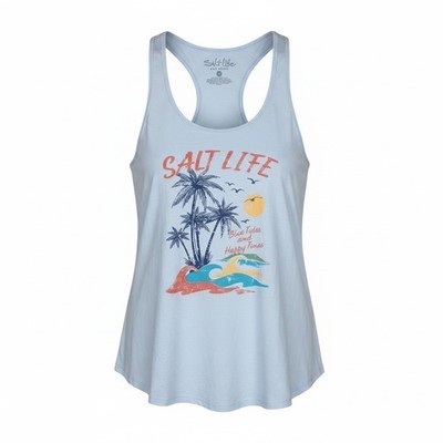 NWT Salt Life Women s L Blue Racerback Scoop Neck Graphic Print Tank Beach