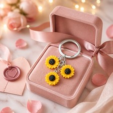 Handmade Yellow Acrylic Sunflower Fashion Women  s Jewelry Charms Keychain