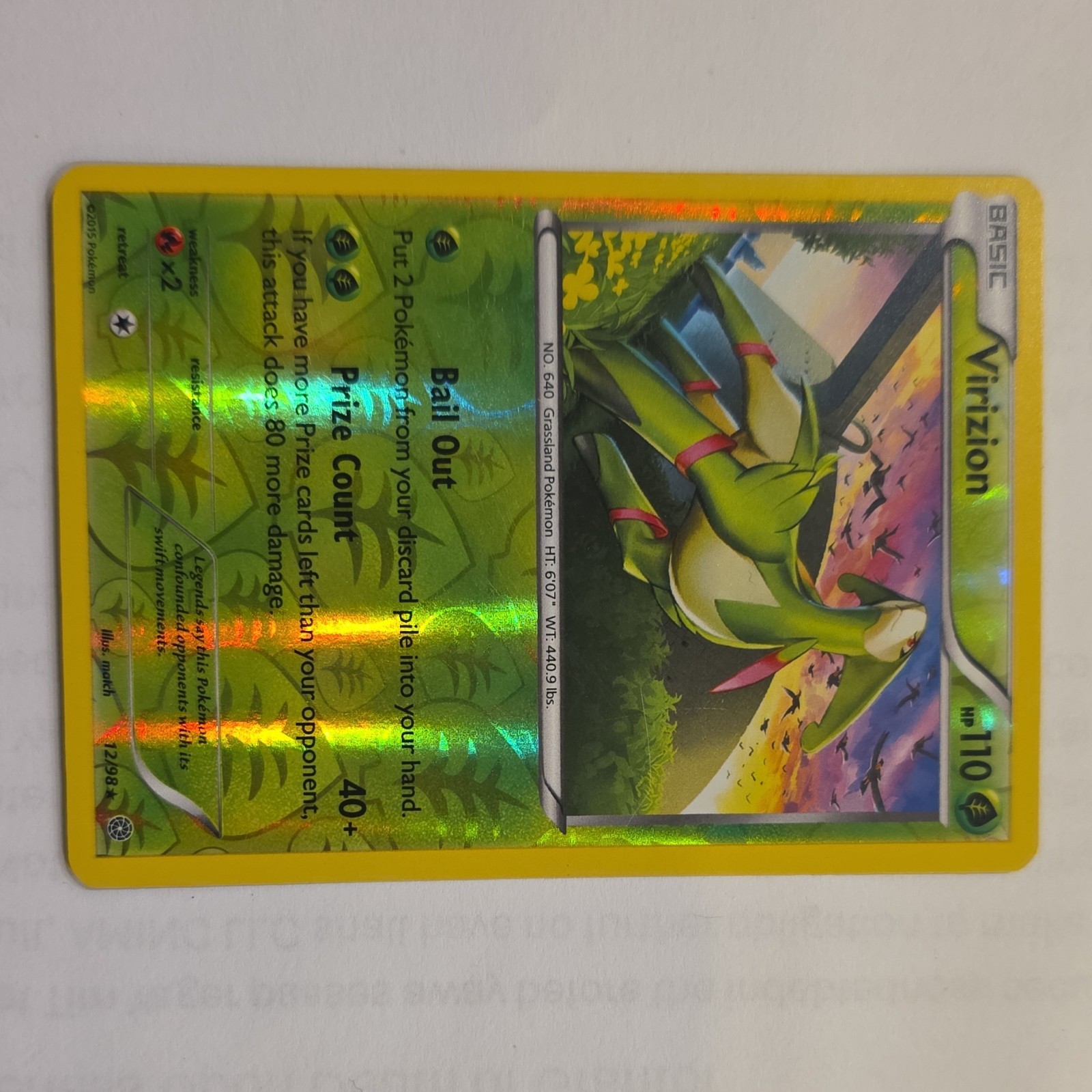 Nintendo Virizion 12/98 Plasma Blast - English Holo Rare 110 HP Basic