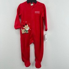 Little Me Holiday Velour My First Christmas Reindeer Butt Footed Pajamas 9M NWT