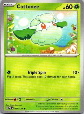 Cottonee 007/131 Common Prismatic Evolutions Pokemon Near Mint