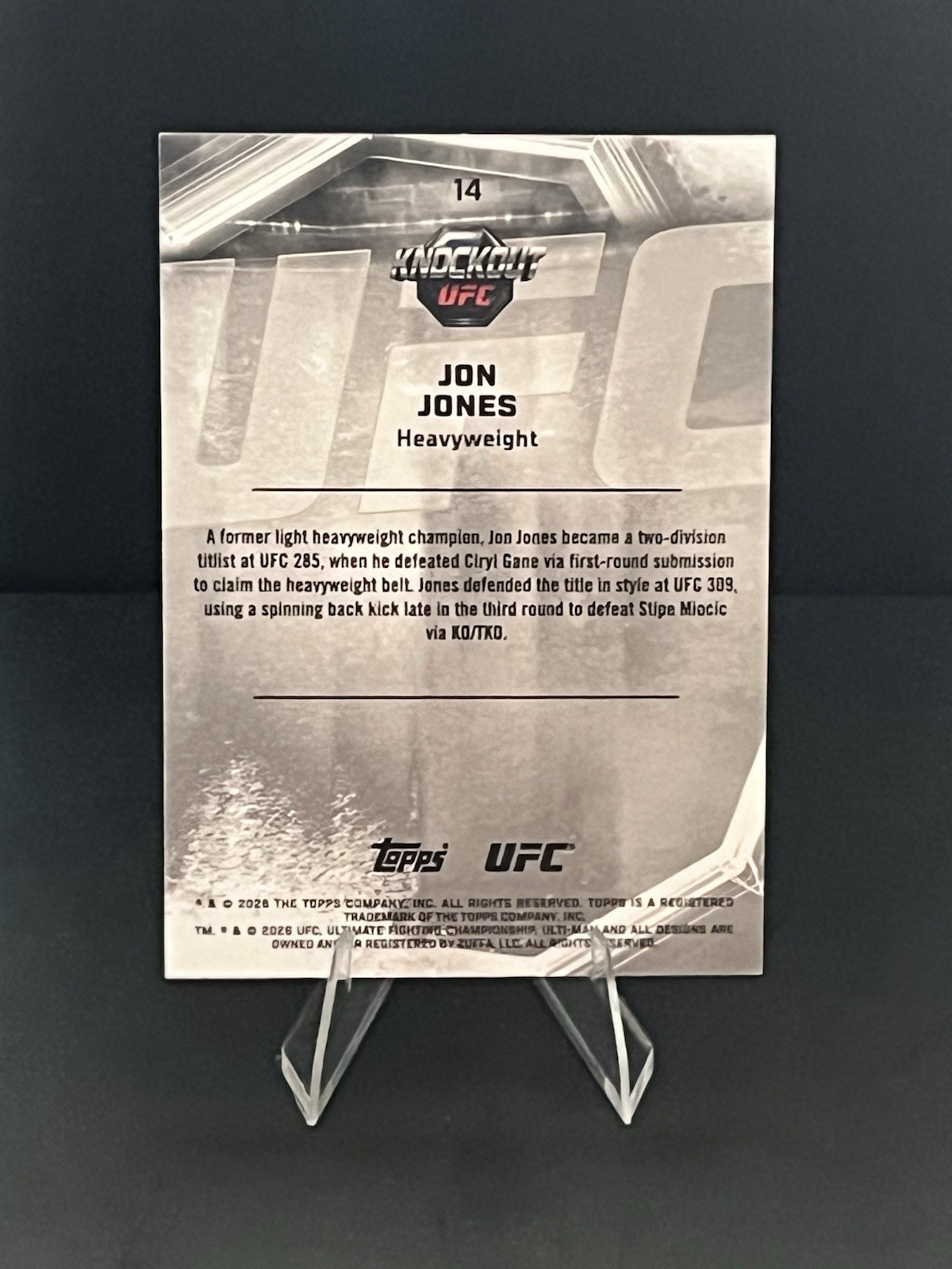 2026 UFC Knockout #14 Jon Jones Orange Parallel /88 view 2