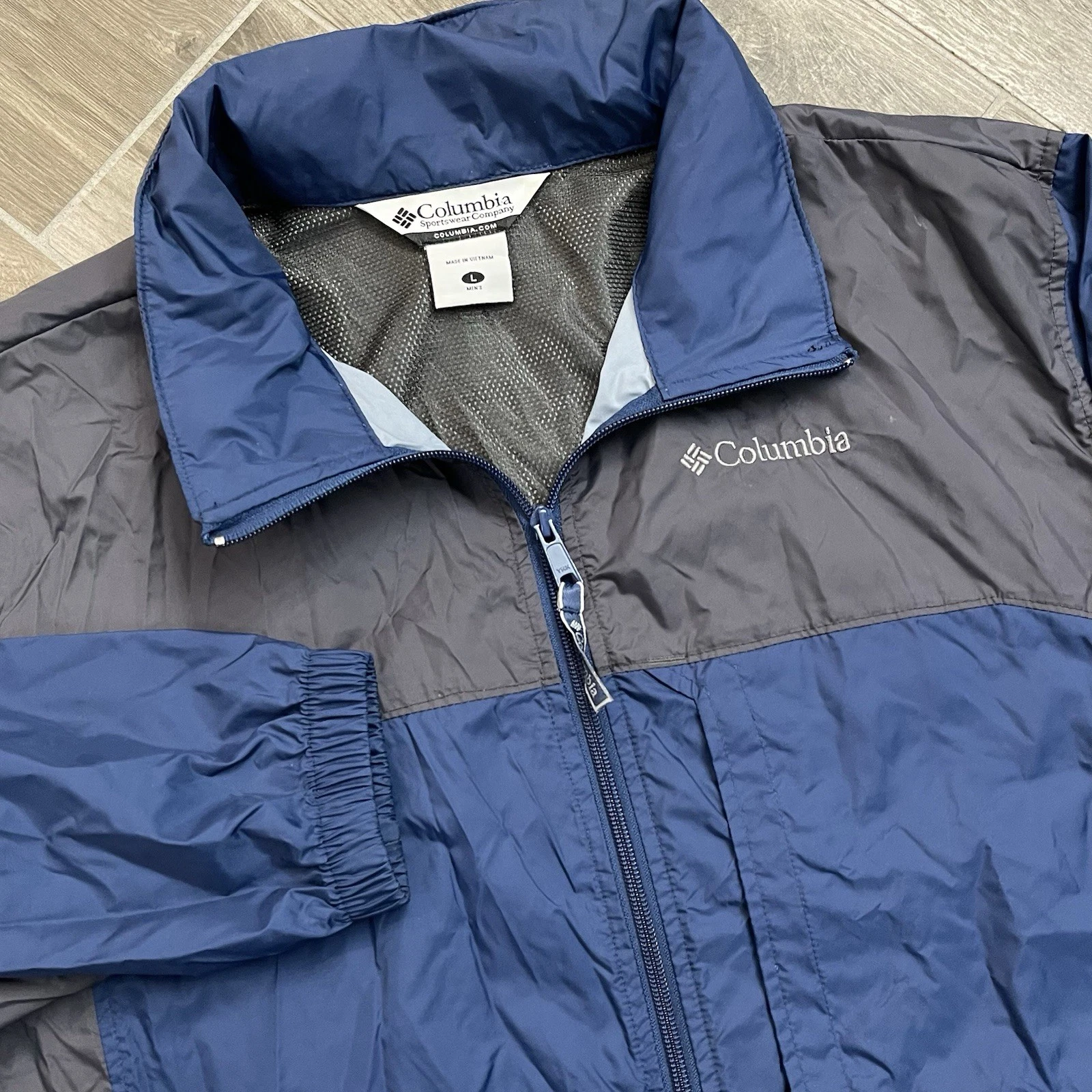 Columbia Men’s Large Sportswear Blue Packable Hooded Rain Jacket