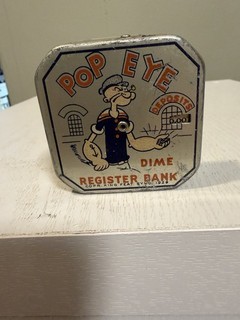 Popeye Dime Registering Tin Bank Very Nice 1929