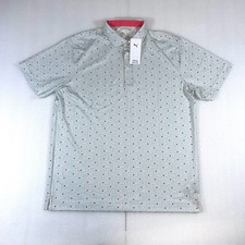 NWT Puma Golf Polo Shirt Men's Large Pique Botanic Geometric Print Green Red