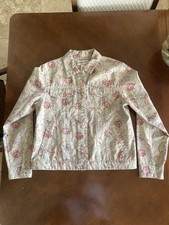 Pendleton Beige With Red Flowers Denim Jacket Nice Condition