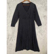 ABLE Dress Women XL Black Geometric Print Button Front Long Sleeve Boho Pockets