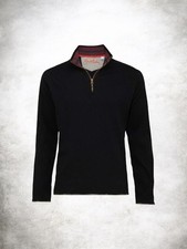 Robert Graham Elliot Quarter Zip Pullover Sweater Men's Small Black Cotton Knit