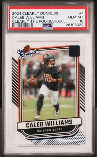 2024 PANINI CLEARLY DONRUSS CLEARLY THE ROOKIES BLUE CALEB WILLIAMS 6/49 PSA 10