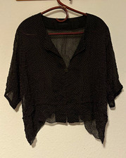 Hopsack Damen Bluse schwarz gepunktet durchsi...