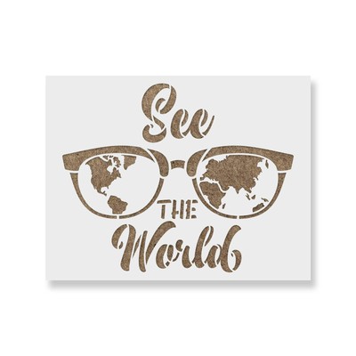 See The World Map Schablone - Basteln Airbrush Malerei Wand Mylar wiederverwendbar