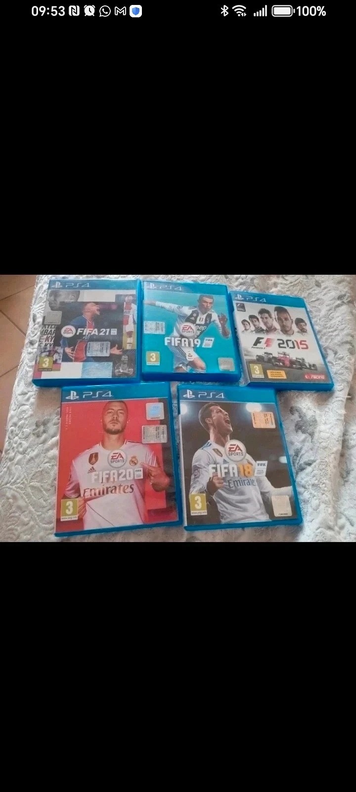 5 giochi FIFA 18 19 20 21 + F1 2015 Pal Playstation 4