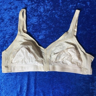 Vintage Adonna Bra 38c Beige Nylon Wireless Comfort FAIR Condition 