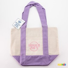 Trader Joe  s Genuine 2026 Limited Mini Canvas Pastel Tote Bag Lavender - In Hand