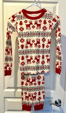 Hanna Andersson Christmas Holiday Reindeer Tree Boys Pajamas 140 9 10 11 MINT