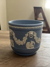 Wedgwood Blue Jasperware Planter / Cache Pot Made in England