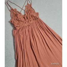 Free People FP One Adella Maxi Dress Rust Terracotta Lace Boho Small Beach