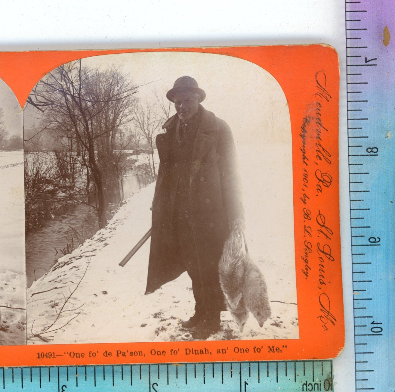 African American Man Hunting Possum Keystone Stereoview