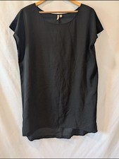 Frenchi Black Short Sleeve Tunic t shirt Dress popover semi sheer lightweight