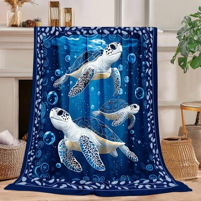 Sea Turtle Blanket Sea Turtle Fleece Throw Blanket Super Soft Fuzzy Plush Coz...