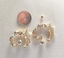 2 Big Gold-Tone Rhinestone Belly Button Navel Rings Body Jewelry Piercing 1.25"