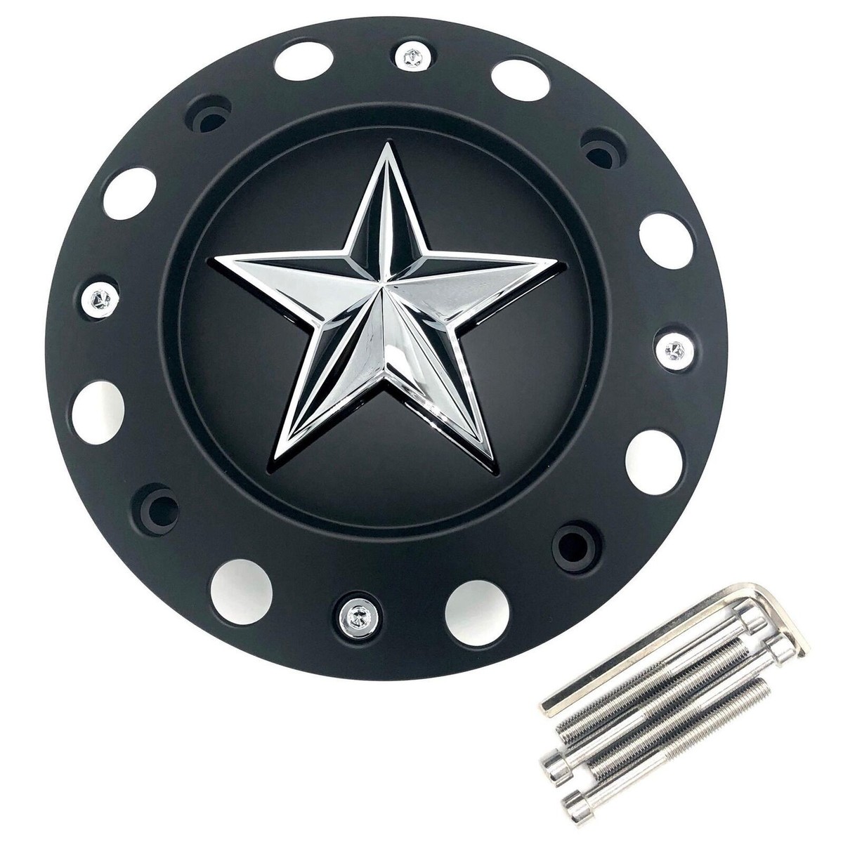 XD Series RockStar Wheel XD775 Tall Center Cap Matte Black Chrome