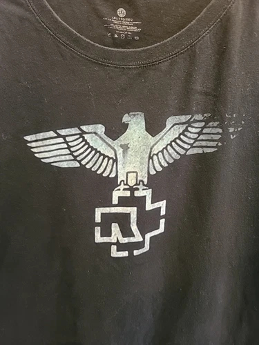 Vintage Y2K Rammstein Deutschland Eagle Logo Heavy Metal Band Tee T-Shirt 2XL - Picture 3 of 13