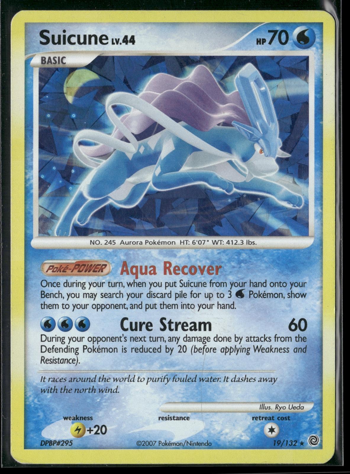 Suicune 19/132 Holo Rare Secret Wonders Pokemon Moderately Played