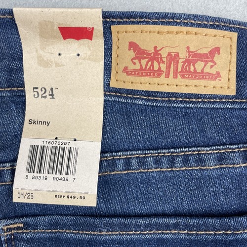 Levi’s 524 Skinny Stretch Jeans Juniors Low Rise Size 1 M/25 Distressed 32 - Picture 5 of 21