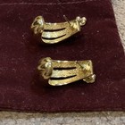 Vintage Goldtone Faux Triple Hoop Pierced Earrings 1” Long — photo 5