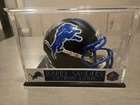 Barry Sanders Autographed Mini Helmet w Beckett Authentication & Display Case