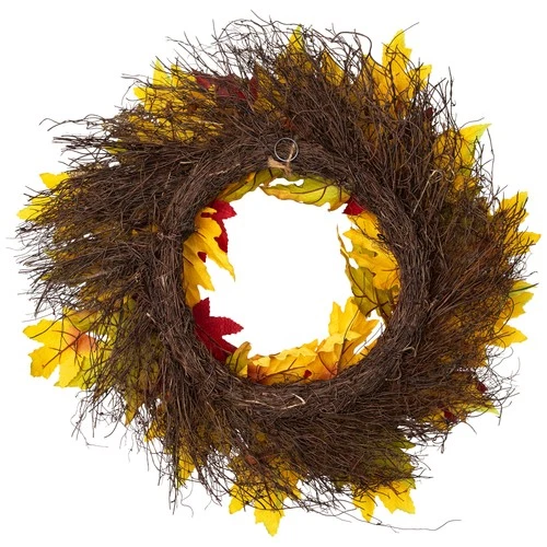 Northlight Grapevine Wreath in Wood Basket - Thumbnail 3