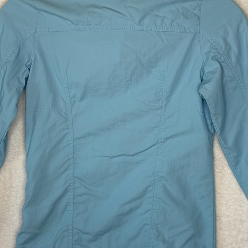 REI Hiking Camping Shirt Girls Size Small 8 Blue Outdoor Button Long Sleeve - Picture 15 of 19