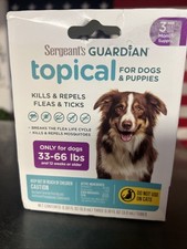 Sergeant's Guardian Flea Tick Squeeze On Topical for Dogs, 33-66 lbs., 3 Month