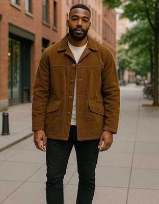 #ad #ad Vintage Fingerhut Brown Corduroy Jacket Quilted Lining Made In The USA Size 44 $41.00