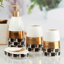Ceramic Bathroom Accessories Set for Utility Bathroom Decor Set Of 4
