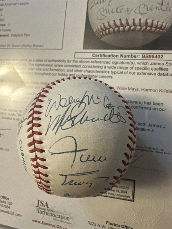500 Home Run Club Signed Ball (11) Mantle Ted Williams Aaron Mays McCovey JSA - Image 2 of 4