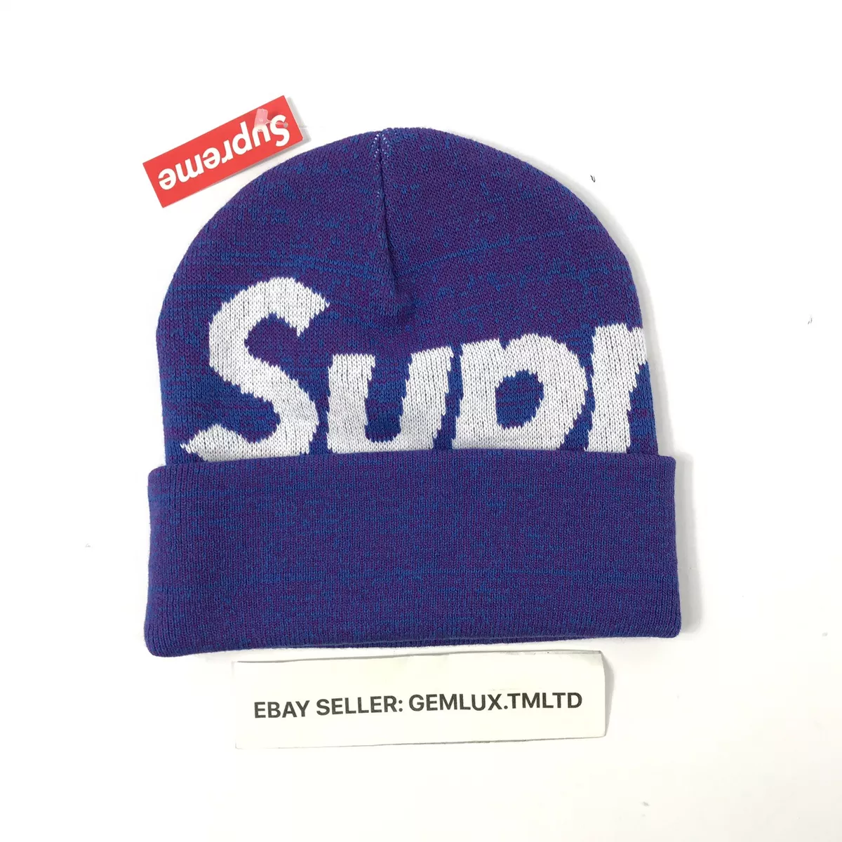 SUPREME BIG LOGO BLUE / PURPLE BEANIE HAT ONE SIZE