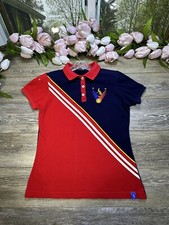 DIBUHO Sportswear XL Youth Child Polo Shirt Short Sleeve Red Navy Crest Kids