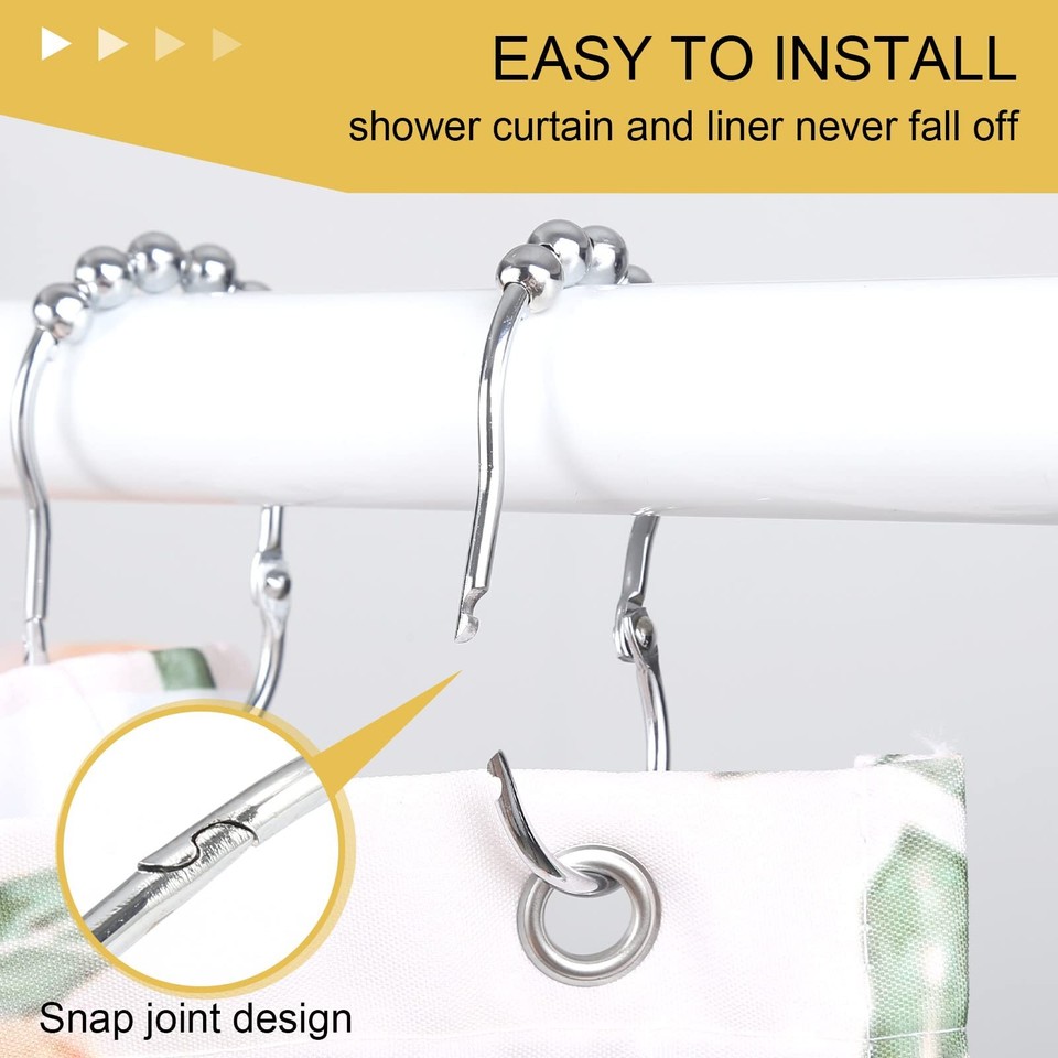 Shower Curtain Hooks 12Pcs Shower Curtain Rings Stainless Steel Snap