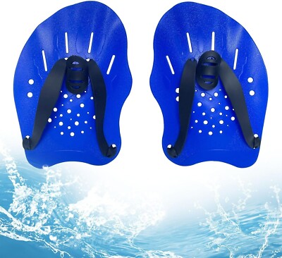 1Pair Swimming Hand Paddles Swim Training Aid Adjustable Unisex Adults Kids  Blue UK