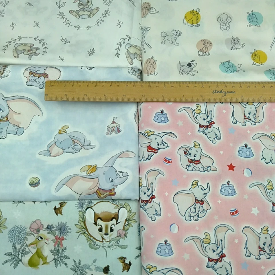 5 Disney Baby Fat Quarters Quilting Fabric 45cm x 55cm Dumbo Bambi Thumper - image 3 of 4