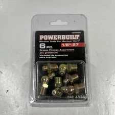 Powerbuilt 648784 6 Piece 1/8 In.-27 Grease Gun Fitting Set