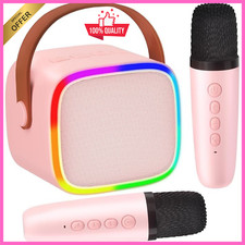 Mini Karaoke Machine Portable Bluetooth Karaoke Speaker with 2 Wireless Mics