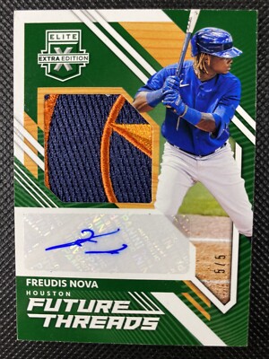 2021 Elite Extra Edition Freudis Nova Green Future Threads Relic Auto /5 #FTS-FN